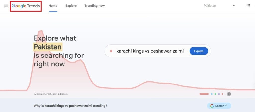 image highlighting google trends research tool