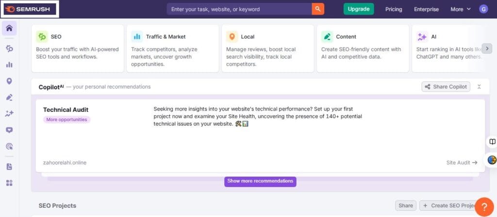 image of semrush keyword research tool