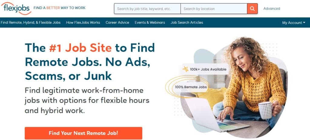 image of remote jobs for freelancer in Pakistan "Flexjobs"