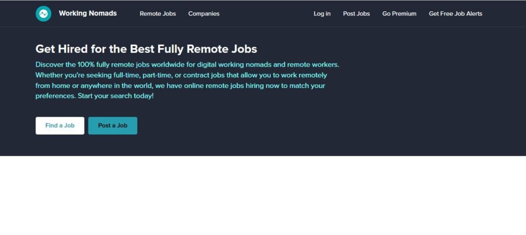 workingnomads.com webiste image