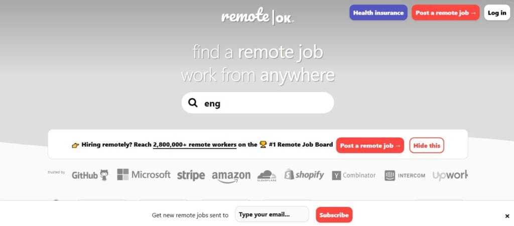 Freelancing website for remote work from Pakistan, remote ok image