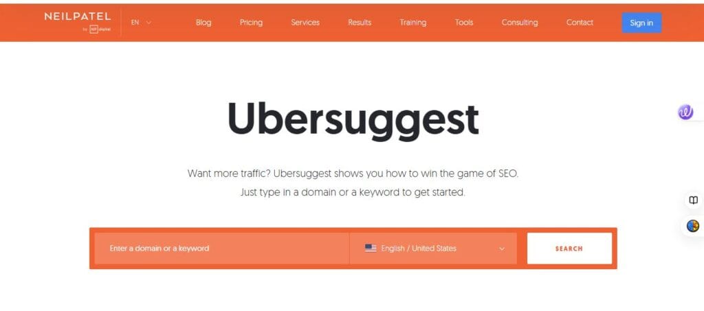 ubbersuggest image for keyword research strategies to boost rankings